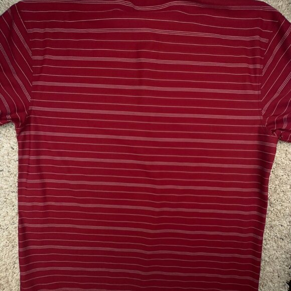 Nike Golf Fitdry Mens Polo Large Red White Striped Short Sleeve Shirt Polyester - Picture 8 of 11
